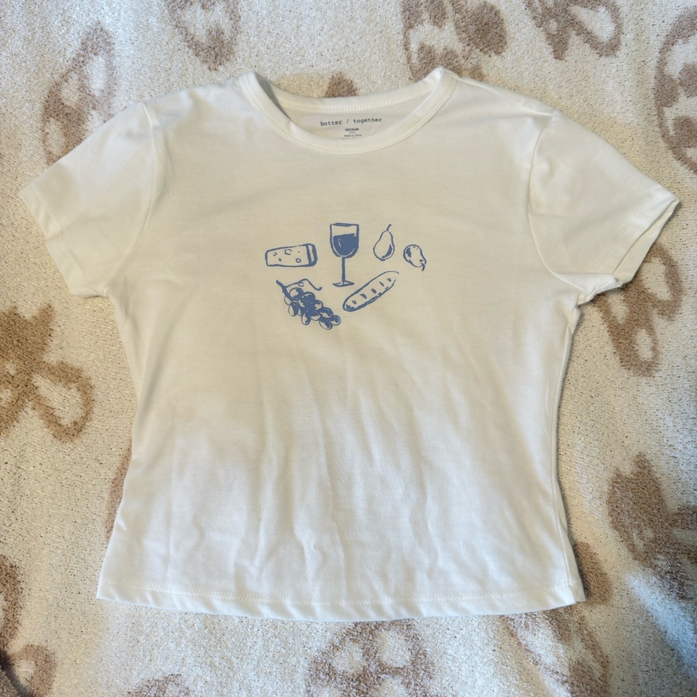 Ivory and Blue Graphic Baby Tee